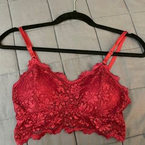 Wine Red Color Lace Bralette